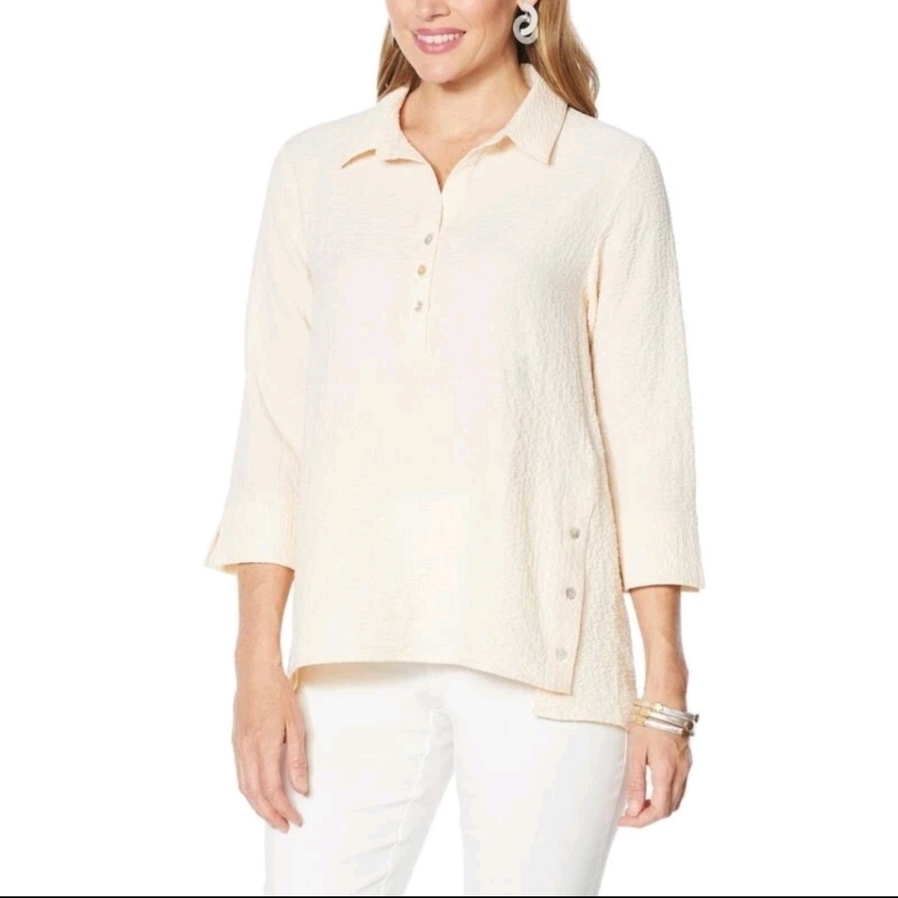 MarlaWynne Stitch Popover Soft Peach Minimalist Plus 2X